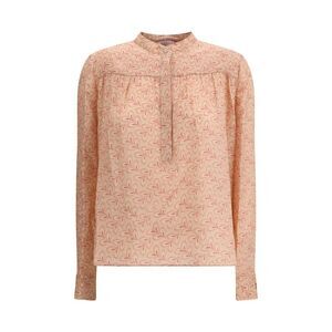 Kristina Ti Women Blouse With Foliage Print And Refined Stand-Up Collar